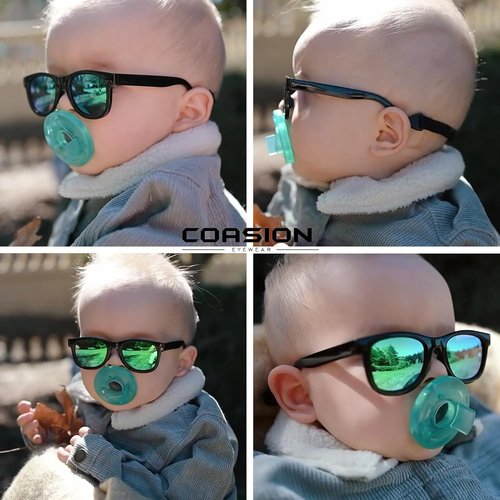 COASION Polarized Bendable Baby Sunglasses - Flexible Design with Strap for Infants 0-12 Months