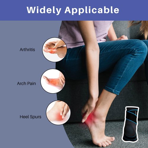 AMITOFO Ankle Brace for Sprained Ankle: Plantar Fasciitis and Achilles Tendonitis Relief, Heel Support for Men and Women with Strap for Foot Swelling and Compression (Single, Black Blue, Medium)