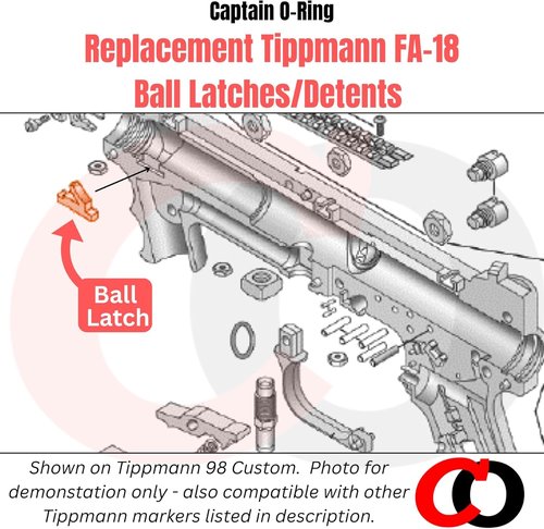 Captain O-Ring Replacement Ball Detent Latch - Compatible with Tippmann 98, A5, X7 | FA-18 Ball Keeper