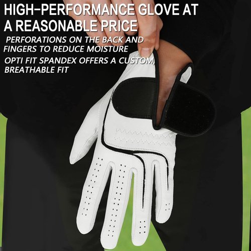 FINGER TEN Premium Soft Cabretta Leather Golf Gloves - Tour Fit Grip | Left & Right Hand, Cadet Sizes S-XXL