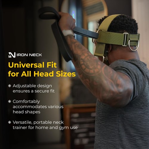 Iron Neck Neck Trainer, Exerciser, & Strengthener with Adjustable Head and Chin Strap - Portable Head Harness for Weight Lifting, Home, & Gym Use - Exercise & Workout Equipment (Alpha, Green)