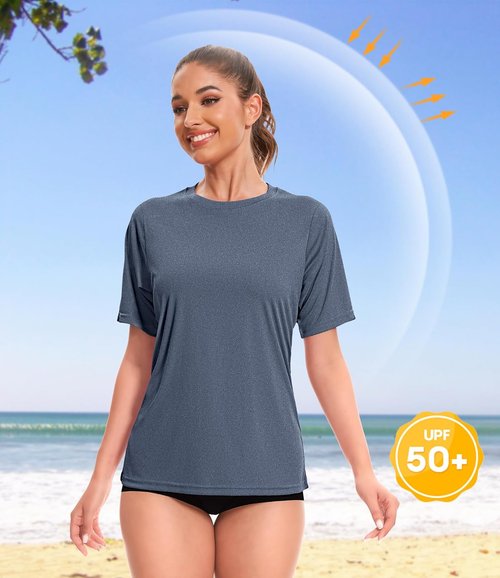 Kinglaman Workout Tops for Women - 5/6 Pack Dry Fit UV Protection Athletic Tees | Perfect for Yoga & Gym