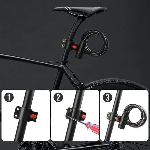 Bike Lock, [4ft/1.2m] Diyife Bike Cable Locks with 2 Keys, Weatherproof Heavy Duty Bicycle Lock Cable Anti-Theft Security Cable with Mounting Bracket for Motorcycle, Scooter, Ebike