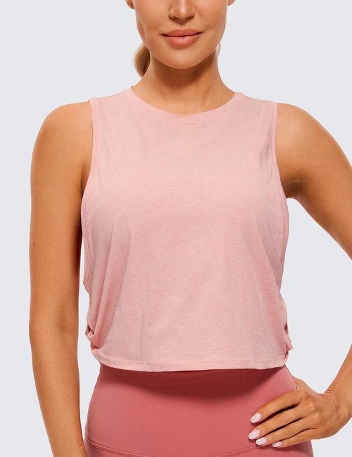CRZ YOGA Pima Cotton Tank Tops for Women - Loose Sleeveless Athletic Crop Shirts | Perfect for Yoga & Gym