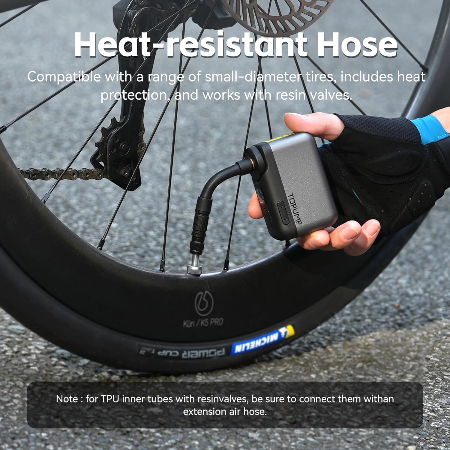 TOPUMP Mini Bike Tire Pump - 120PSI Portable Electric Air Pump with Gauge | Type-C Rechargeable, Auto Stop, Presta & Schrader Compatible