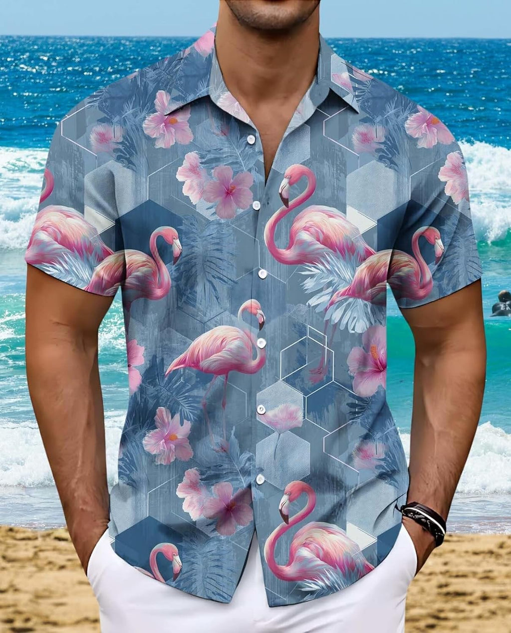 Skiennix Men's Floral Beach Shirt - Short Sleeve Hawaiian Vacation Print | Tropical Style