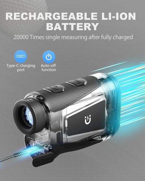 Golf Rangefinder JIEHOME X1 1100YDS Golf Laser Range Finder with Magnetic 6X Magnification, Flag Lock Vibration Rechargeable Distance Slope Speed Measure Rangefinders for Golfing Hunting Archery, Gray