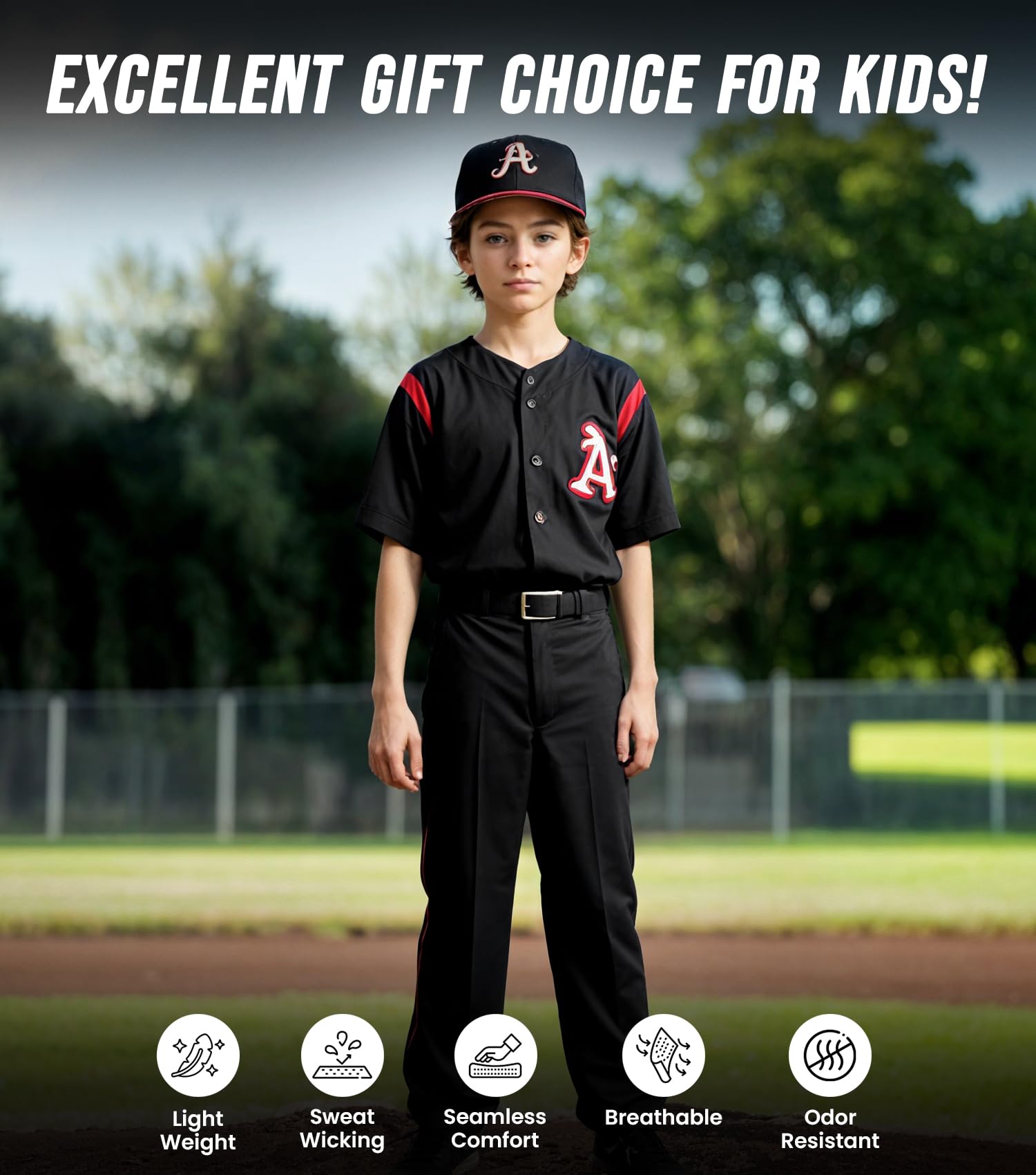 Exxact Sports Pull-Up Youth Baseball Pants with Adjustable Drawstring, Full-Length, No-Fly, Open Bottom Boys Baseball Pants