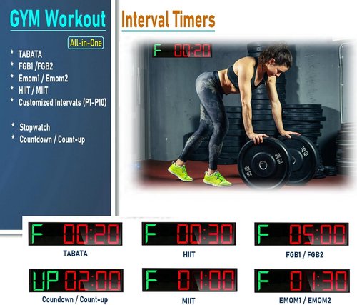 Gym Timer Clock by [Brand Name] - 26'' Extra Large Digital Workout Timer with 7-Color Night Light & 8 Alarms