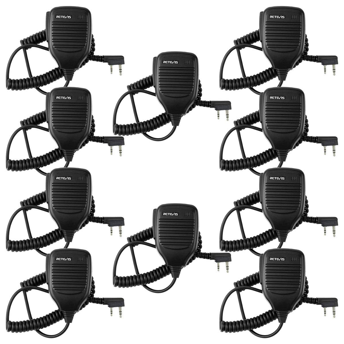 Retevis Walkie Talkie Microphone,Two Way Radio Shoulder Mic,Compatible with Retevis RT68 RT21 H-777 RT22 RT22S RT27 RT86 RT19 RT15 RB26 BAOFENG UV-5R 888S 5RM Kenwood Samcom pxton Radio(10 Pack)