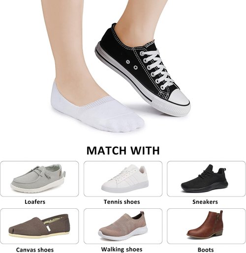 Leotruny No Show Socks - 6 Pairs Unisex Thick Cushion Athletic Cotton | Non-Slip Design