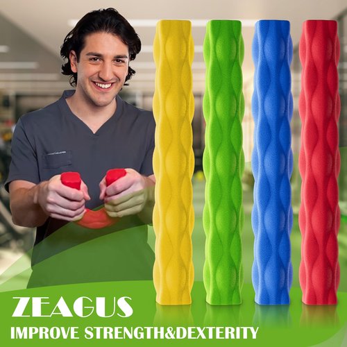 ZEAGUS Resistance Bar for Physical Therapy 4Pack,Flexible Non-slip Twisting Hand Exercise Bar,Relieves Tendonitis Pain&Improve Grip Strength,Hand Therapy Bar for Injury Recovery & Tennis Elbow