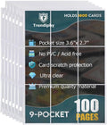 1800 Pockets Premium Trading Card Sleeves - Double-Sided 9-Pocket Protectors for TCG Storage | 100 Pages