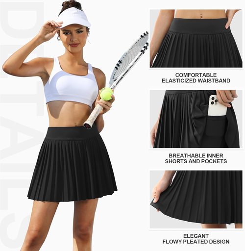 FireSwan Tennis Skirts for Women - High Waisted Pleated Athletic Skort with Pockets | Golf & Sports Wear