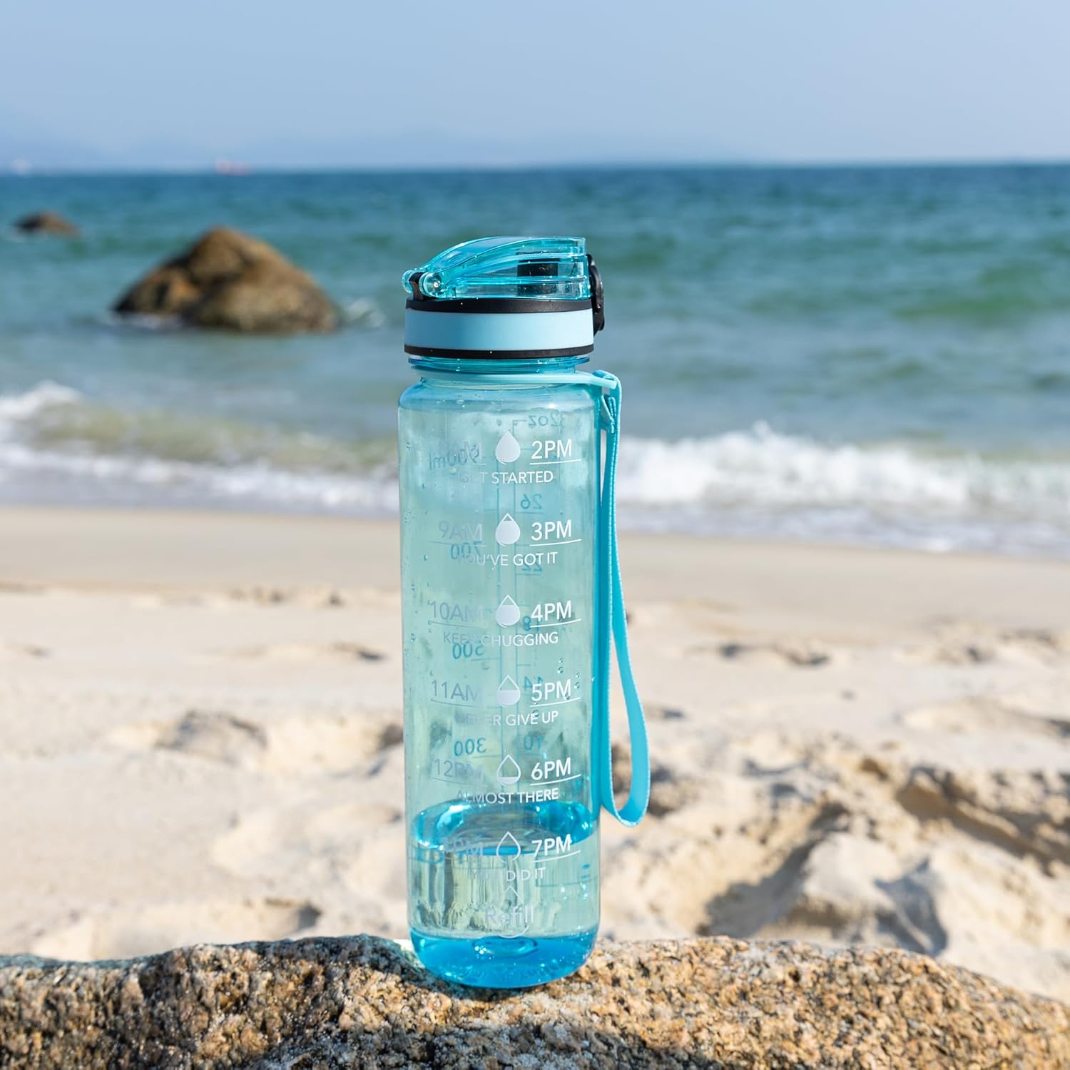 OLDLEY 32oz Motivational Sports Water Bottle - BPA-Free Tritan, Leakproof Design with Time Markers