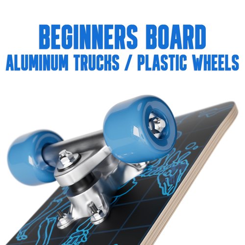 24 inch Rude Boyz Mini Cruiser Skateboard - Aluminium Trucks - Kids Skateboard Ages 5-8 Beginner - Skateboards for Kids