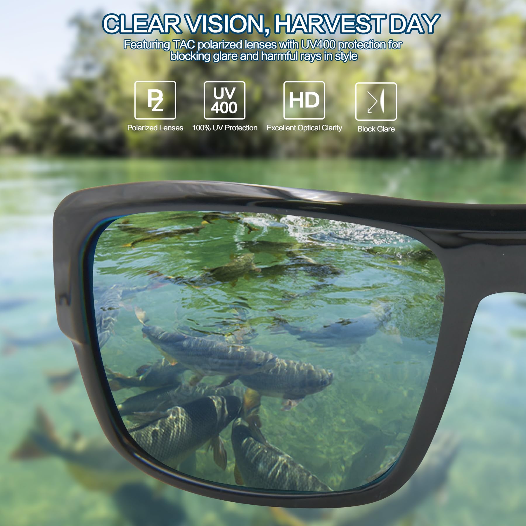Jefoo Polarized Sunglasses for Men Women, Fishing Cycling Running Driving Golf Sports Floating Square Glasses UV Protection
