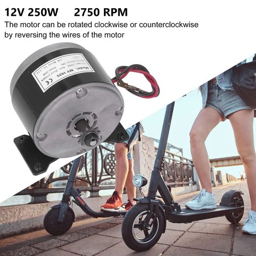 CYSFETENA Brushed Permanent Magnet Electric Motor, 12V 250W 2750RPM MY1025 Aluminum High Power Permanent Magnet DC Electric for E Scooter Drive Speed Control