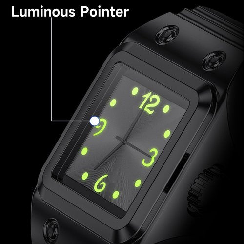 Yihou Smart Watch Ring Clock Ring for Women Men Quartz Analog Finger Watch with Heart Rate Monitor Sleep Track Sport Receord with Adjustable Band Black