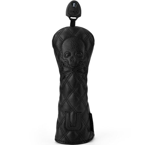 Kimpengofu Skull and Crossbones Golf Club Head Covers Skeleton for Hybrid Soft Synthetic PU Leather Diamond Pattern Design Headcovers with Number Tag (Black Hybrid Cover)