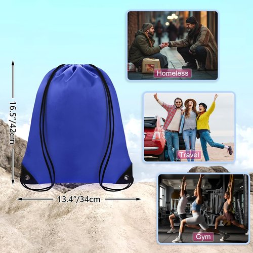 Grneric Drawstring Bags - 14 Pcs Cinch Backpack Set for Men & Women | Navy Blue Gym Sackpack
