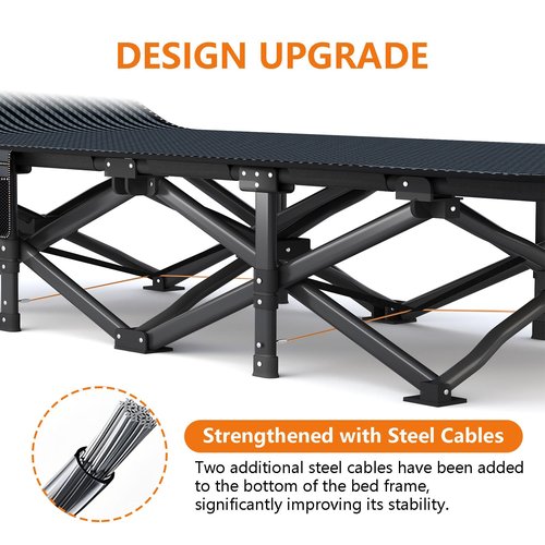 ATORPOK Oversized Camping Cot for Adults with Cushion Comfortable, Extra Wide 31.5'' Folding Bed for Sleeping, Lightweight Folding Bed with Carry Bag Supports 500 lbs