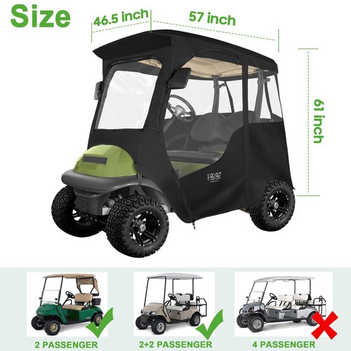 10L0L Deluxe Golf Cart Enclosure 2 Passenger for Club Car Precedent, 4-Sided Clear PVC Window Cover with Mirror Openings & Zipper Entry, Fits Club Car Precedent/Onward/Tempo Golf Cart