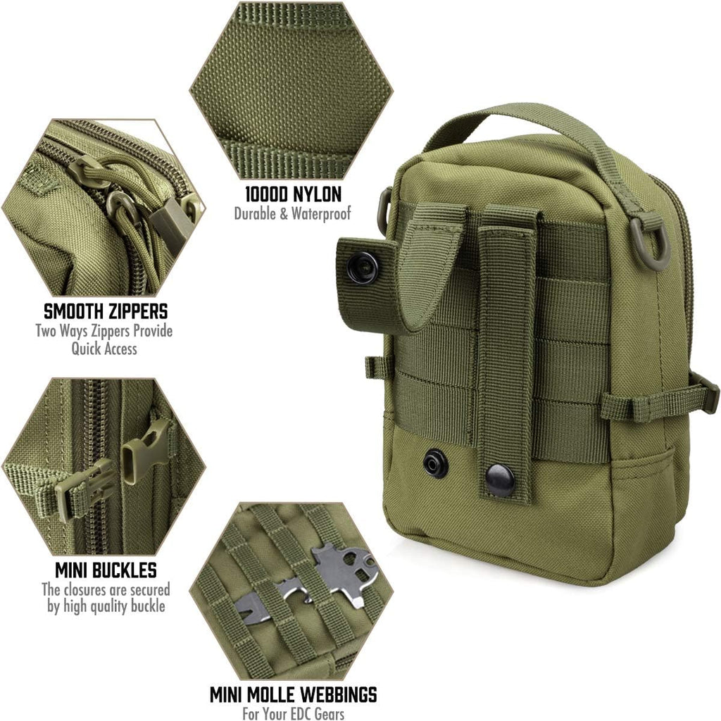 WYNEX Tactical Molle Small Pouch - EDC Utility Belt Phone Gadget Holder | IFAK Attachment for Tactical Gear