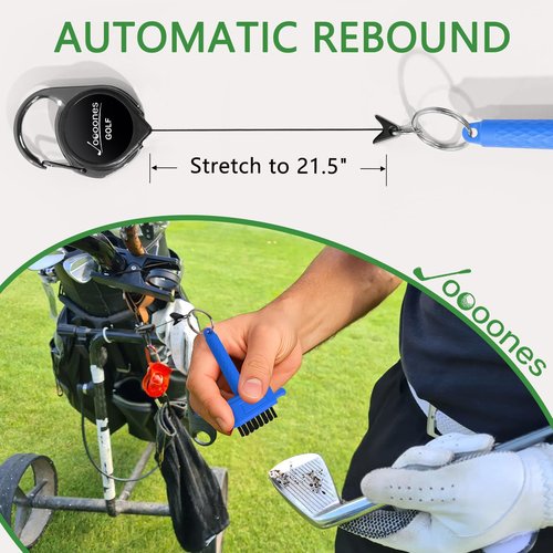 Joooones Mini Golf Brush with Nylon/Brass Bristles and Retractable Keychain - Pocket Brush Leave No Trace Clean Dual-Sided Brushes Easy to Carry(Blue) Essentials Golf Accessories for Golfer