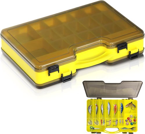 Fishing Tackle Box - Waterproof Organizer with Removable Dividers for Bait Storage