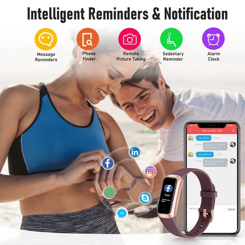 Zeacool Fitness Tracker with 24/7 Heart Rate, Blood Oxygen Blood Pressure Sleep Monitor, Activity Trackers 5 ATM Waterproof,Step Calorie Counter Pedometer Health Smart Watch for Women Men Bordeaux