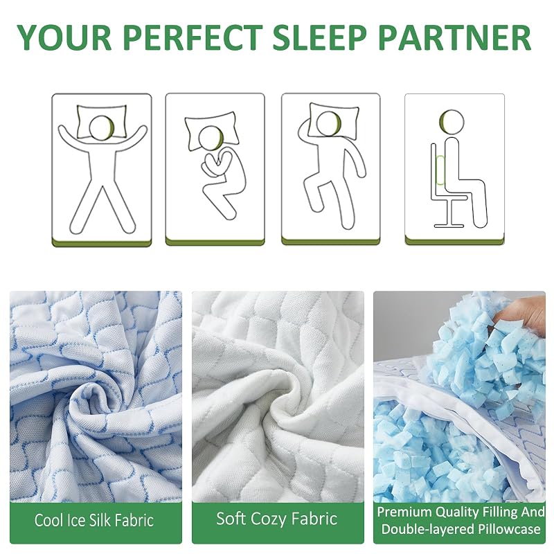 Travel Pillow - Small 2 Pack with Compressible Shredded Memory Foam (Blue White) and Storage Bag