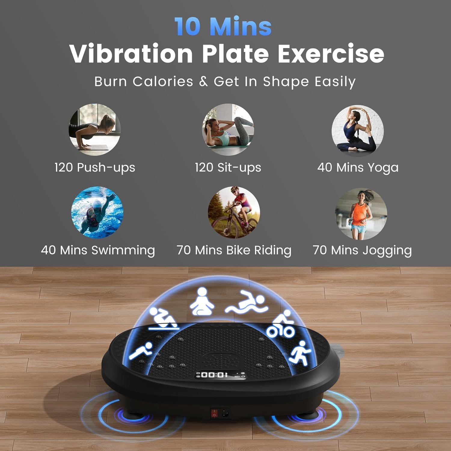Vibration Plate Exercise Machine, Vibrating Fitness Platform for Lymphatic Drainage, Full Body Shaker Workout Equipment, Bluetooth Power Shaping Vibrate Plate, Board Sport for Home Exercise Gym