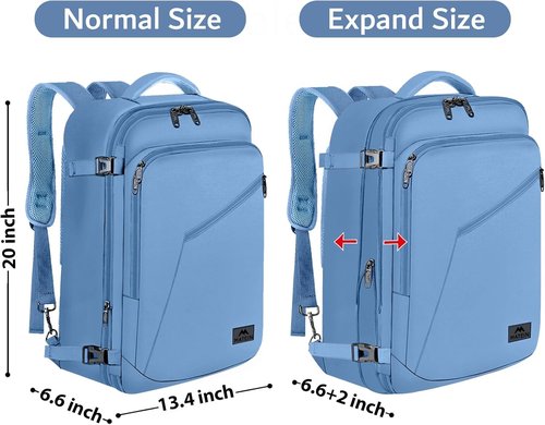 MATEIN Travel Backpack - Large Carry-On Daypack with Hideaway Straps | Light Blue for Women