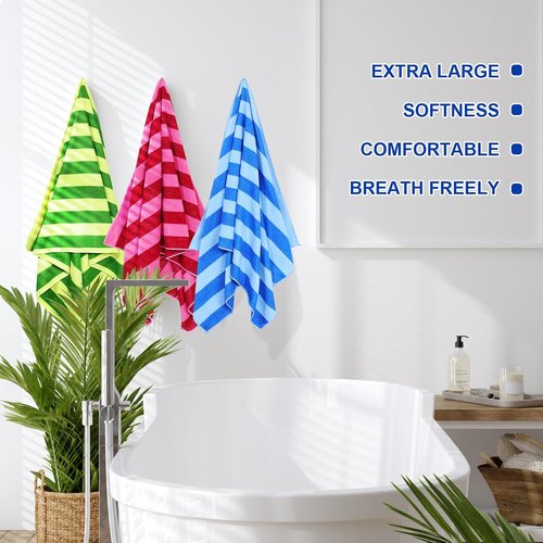 EBOOT Oversized Beach Towel Set - Extra Large Quick Dry Microfiber Pool Towels | 36 x 72 Inch, Mixed Colors