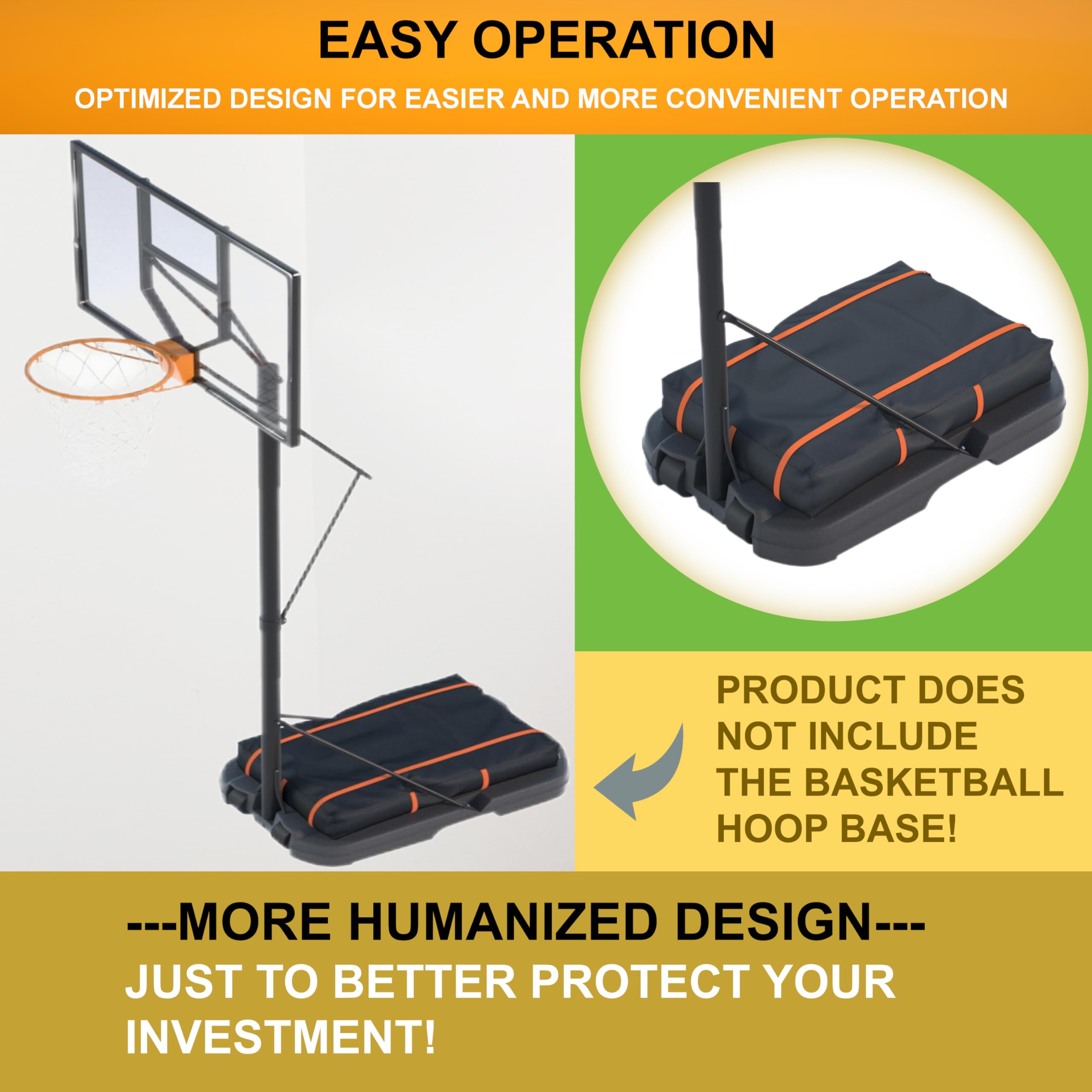 Basketball Hoop Sandbag - Heavy Duty Weighted Bottom Anchor for Basketball Hoops -600DOxford Fabric Waterproof Dustproof, Windproof, L35.4 xW23.6 xH5.1，Only Bag.