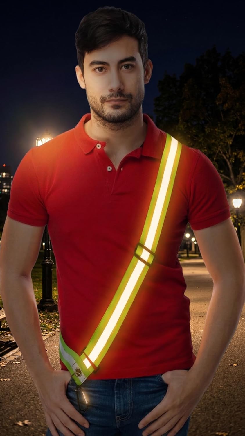 Safety Reflective Sash - Adjustable Night Visibility Belt for Men, Women & Kids | 10 Pack