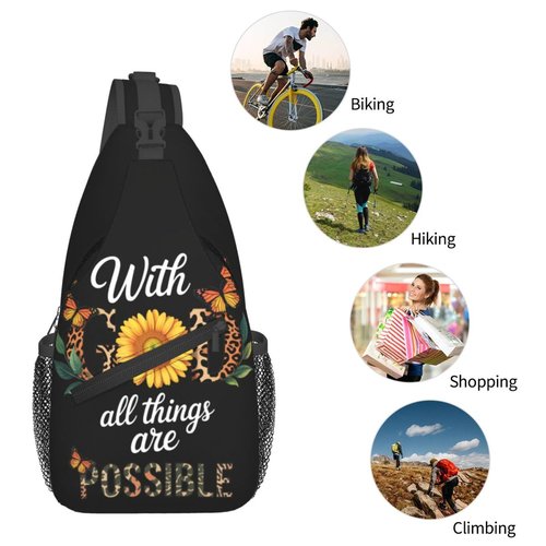 Jesus Christian Cross Crossbody Sling Bag For Women Men Adjustable Chest Bag Cute Shoulder Backpack Daypack For Sport Travel Hiking