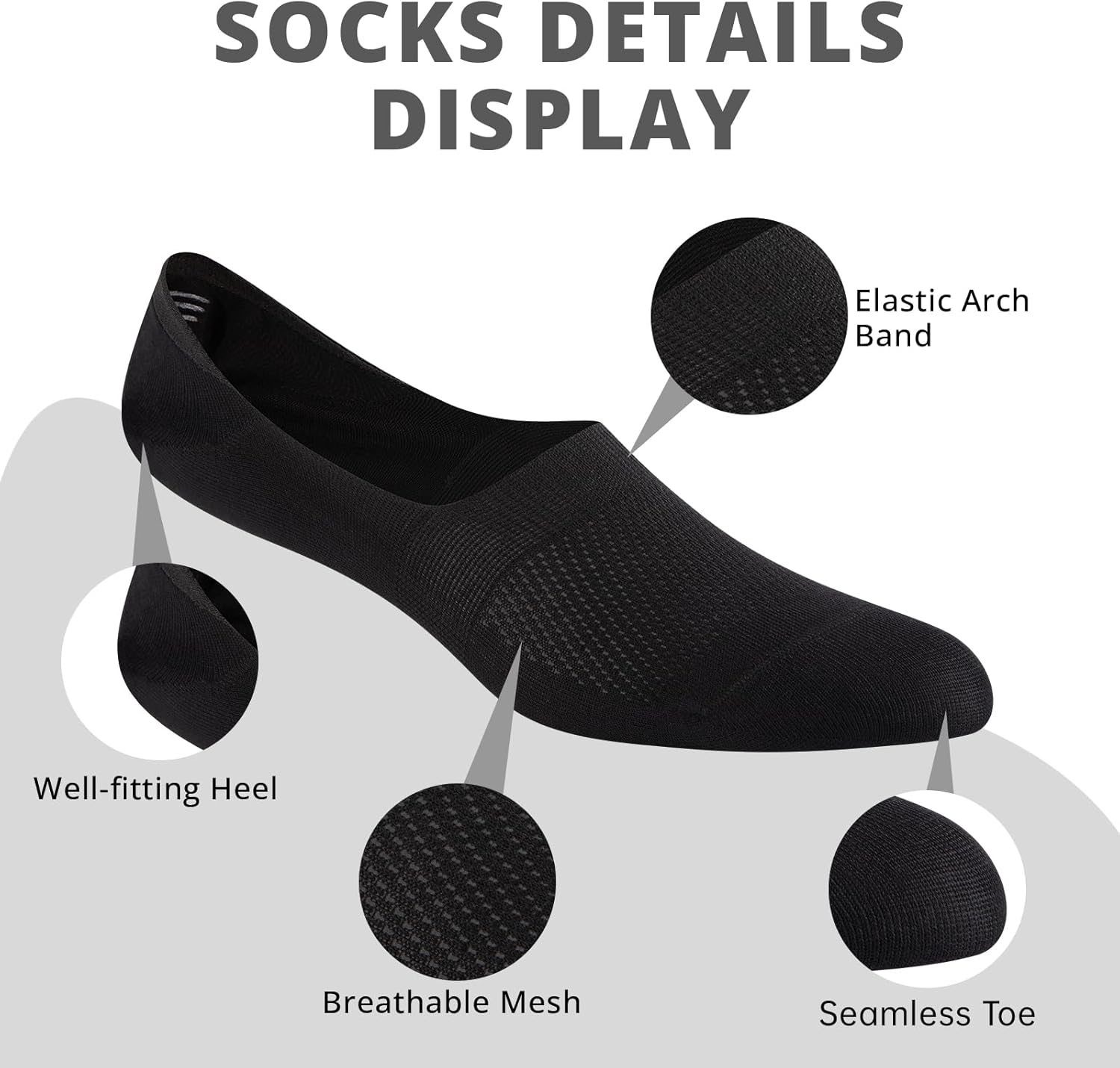 Cooplus No Show Socks for Men - Non-Slip Low Cut Cotton Invisible Design | 8 Pairs