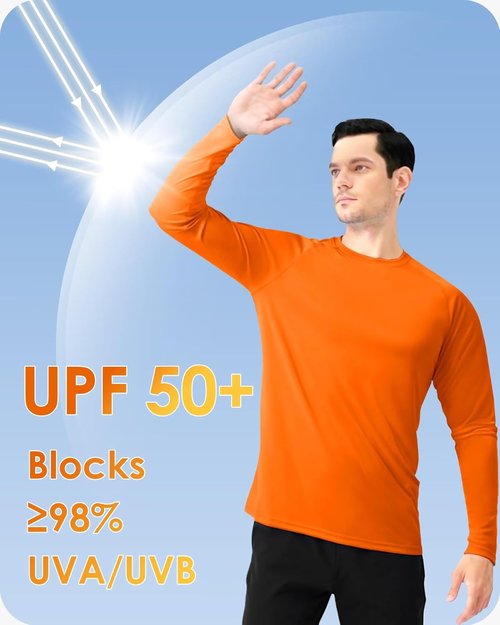 Boladeci Men's UV SPF 50+ Long Sleeve Quick-Dry Swim Shirt - Lightweight Sun Protection Rash Guard