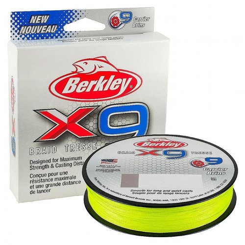 Berkley x9 Braid Superline, Low-Vis Green, 30lb test | 45 lbC | 20.6kg, 328yd | 300m Fishing Line, Suitable for Freshwater and Saltwater Environments