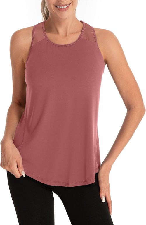 Aeuui Women's Racerback Workout Tank Tops - Mesh Yoga Shirts for Athletic Running | Sleeveless Gym Wear