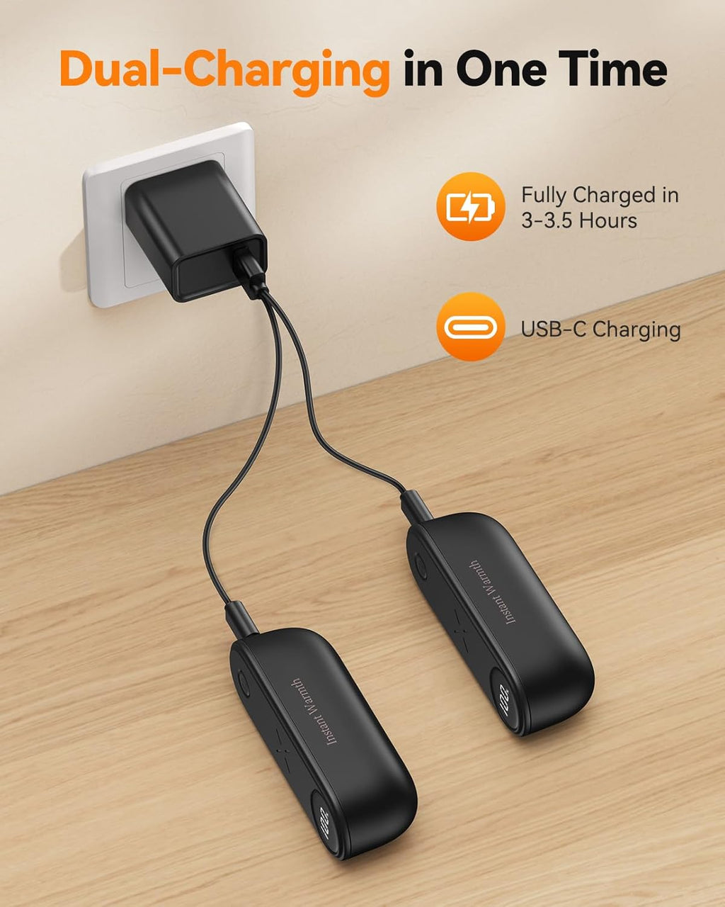 Rechargeable 2-in-1 Hand Warmers by [Brand Name] - 8000mAh USB-C, 3 Heat Levels Up to 140°F | Portable Quick Heating Gift
