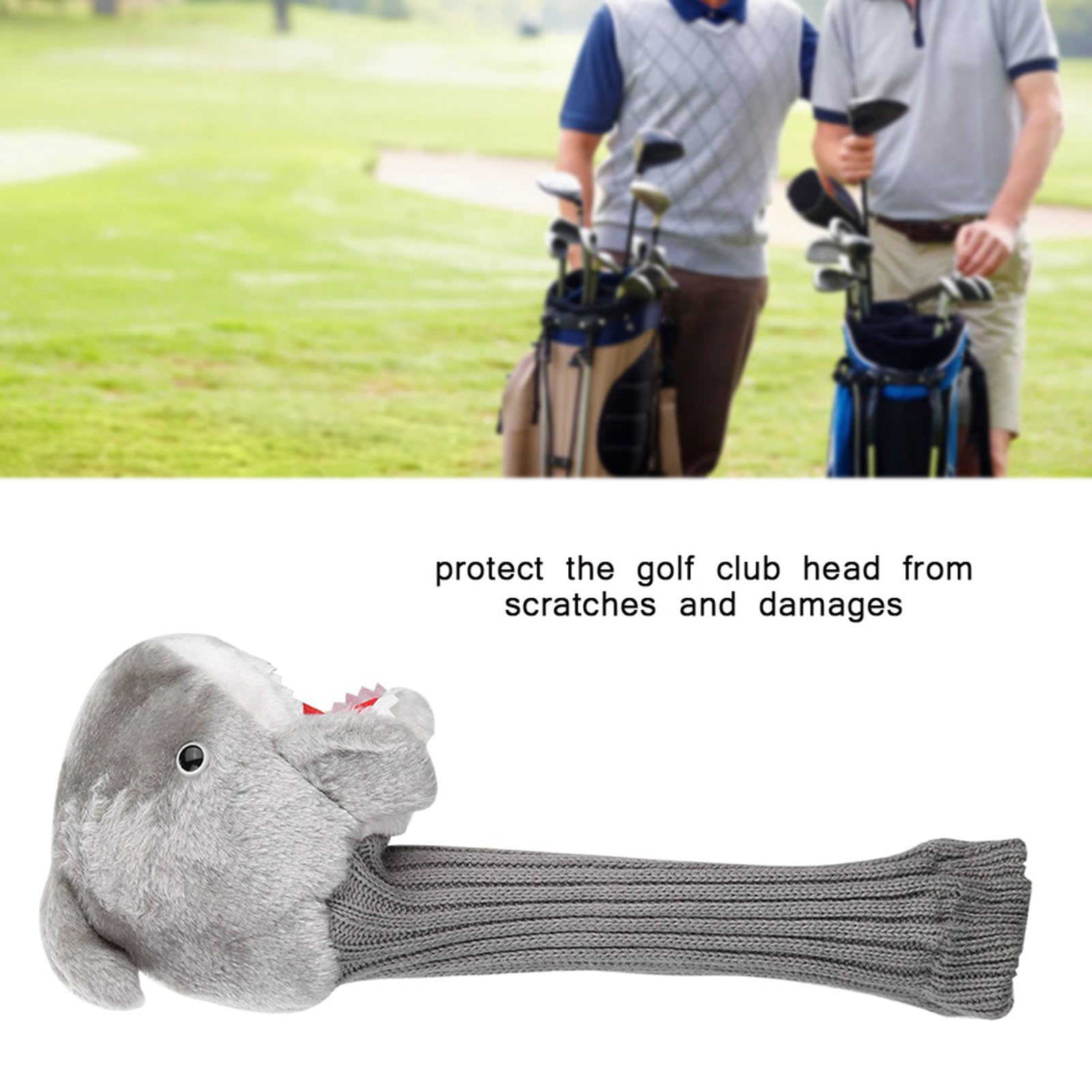 Yosoo Golf Club Cover Shark Animal Golf Club Cover, Plush Cloth Golf Headcover for Brand 3 and 5 Wood Driver, Wear Resistance Cute Shark Head Golf Club Cover 14.6 * 7.1 * 4.3in