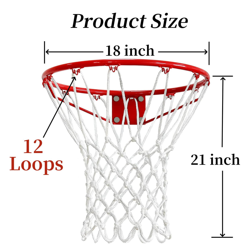 2 Pack Heavy Duty Basketball Net Replacement,2025 Upgrade Heavy Duty Basketball Net, All Weather Anti Whip,12 Loops Fits Standard Indoor or Outdoor Rims (White +White)