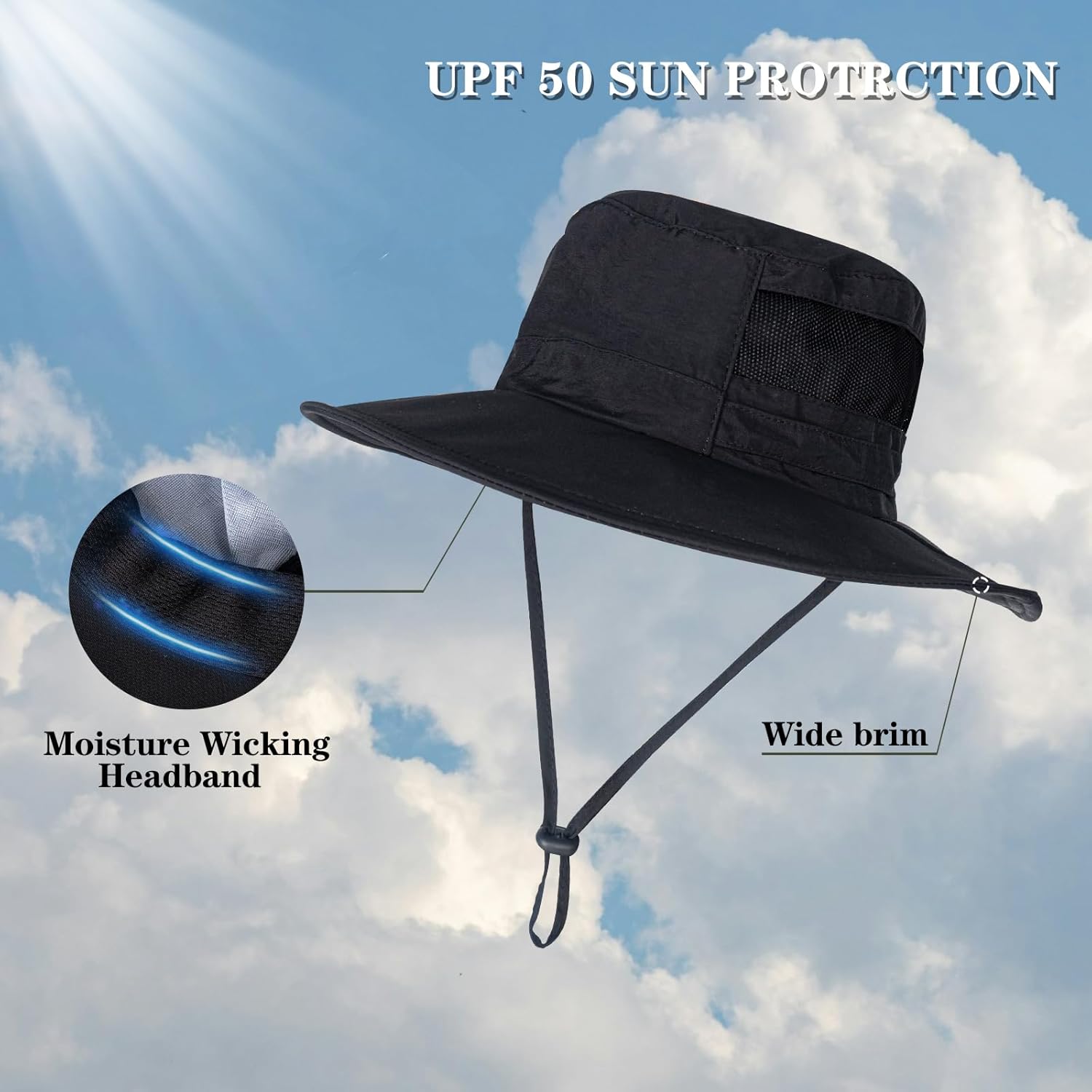 Skiennix UPF 50+ Sun Hat - Waterproof Wide Brim Bucket Hat for Fishing, Hiking & Beach | Foldable Design