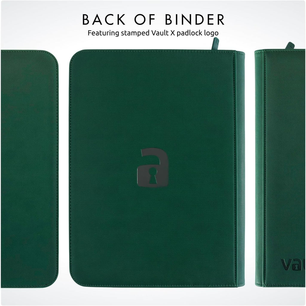 Vault X 9 Pocket Trading Card Zip Binder - Premium Exo-Tec Material, Holds 360 Cards | Green
