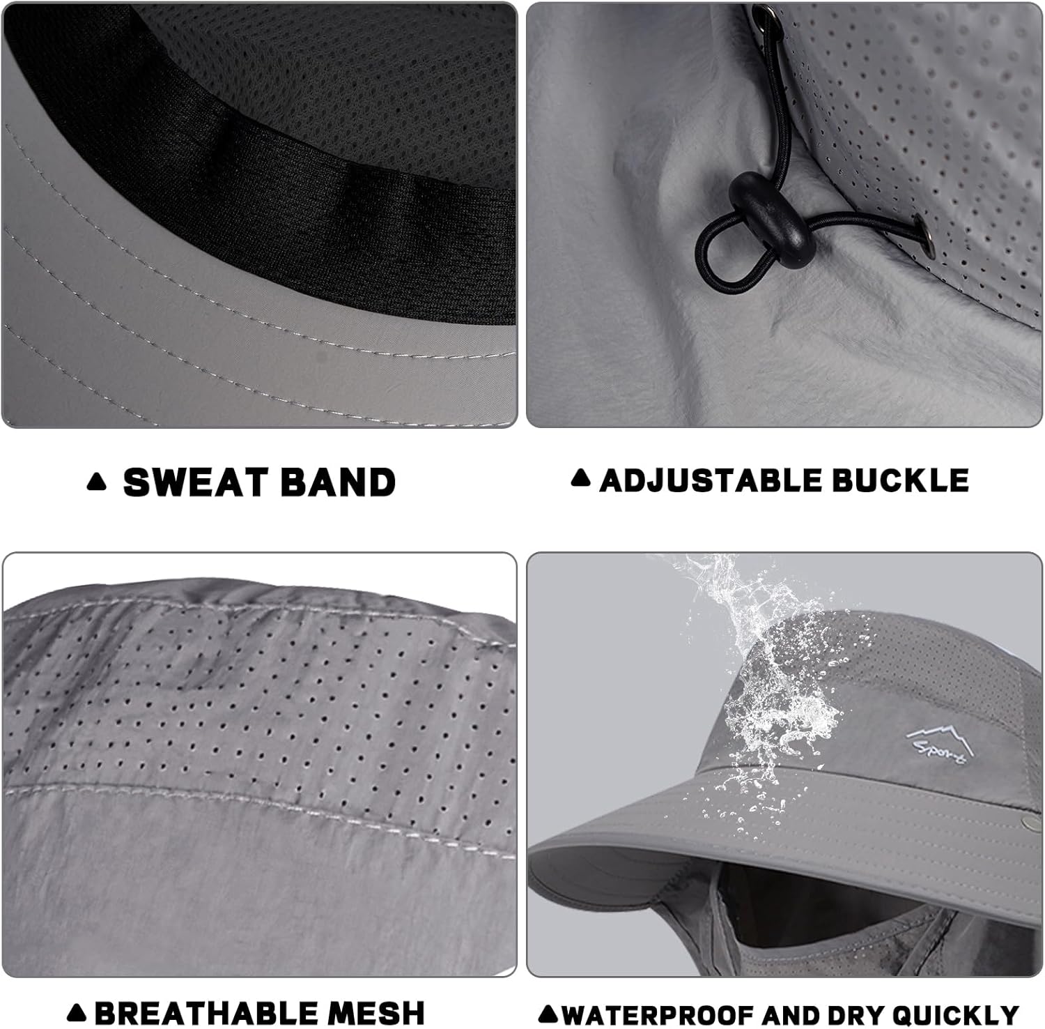 Rosoz Sun Hat - UPF 50+ Wide Brim Fishing Hat with Detachable Face Cover for Outdoor Protection