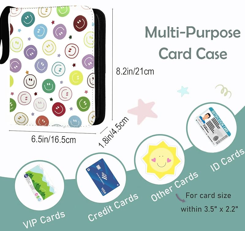 Thisness Smile Card Holder for Yoto Cards — 120 Card Capacity, Zippered PU Leather Case