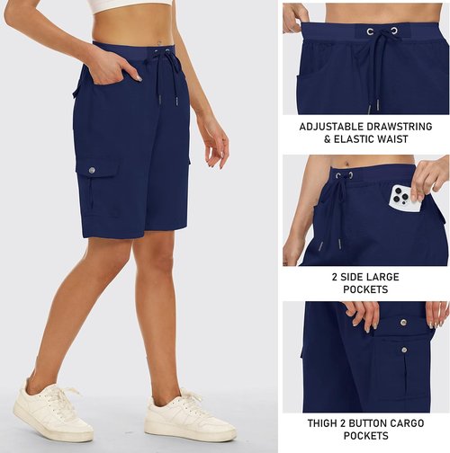 MoFiz Women's Hiking Cargo Shorts - Lightweight Quick-Dry Design with 6 Pockets | Perfect for Summer Travel